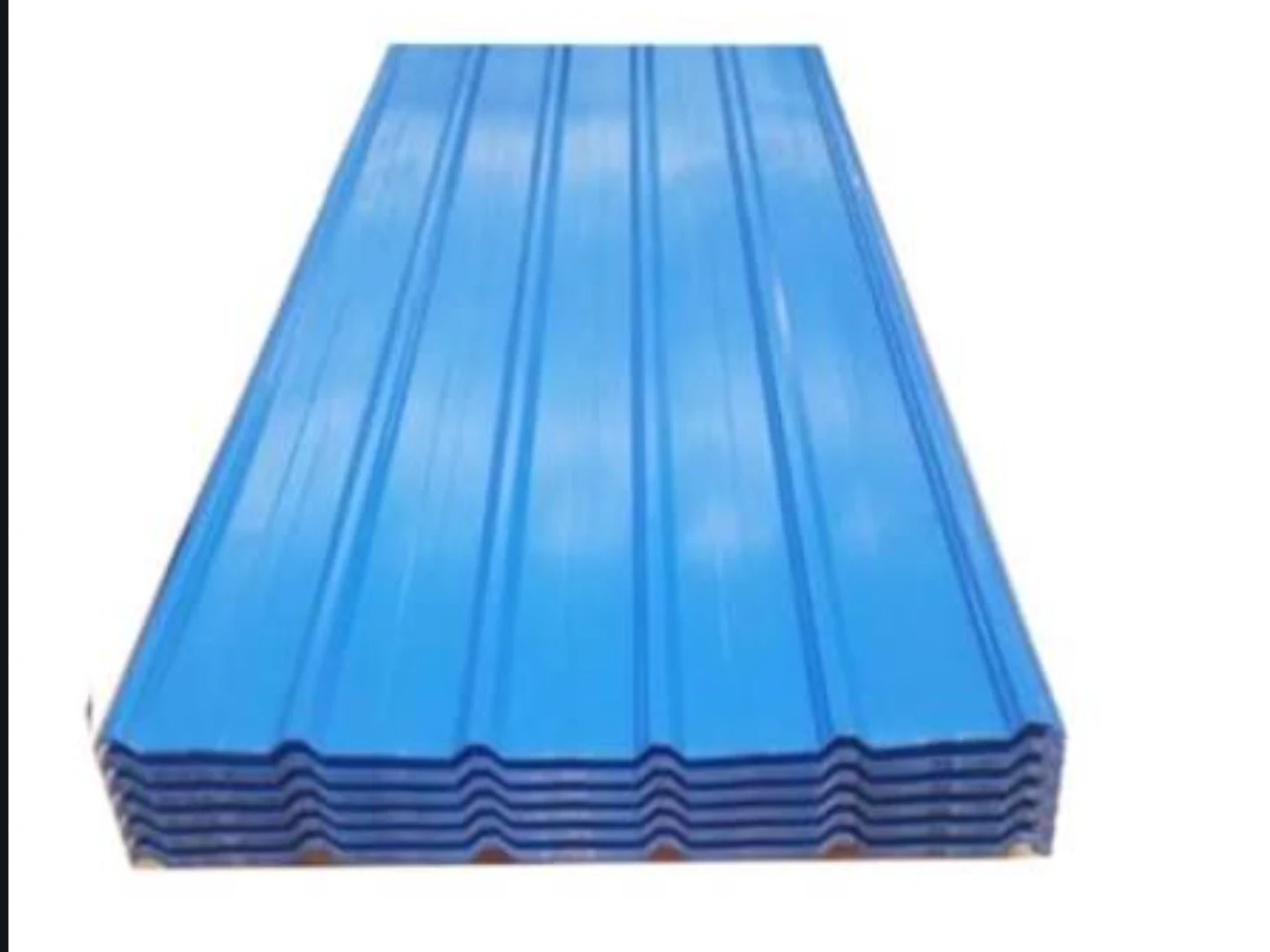 Stack of blue, red, white and green colour-coated roofing sheets at RK Steels, Panchkula